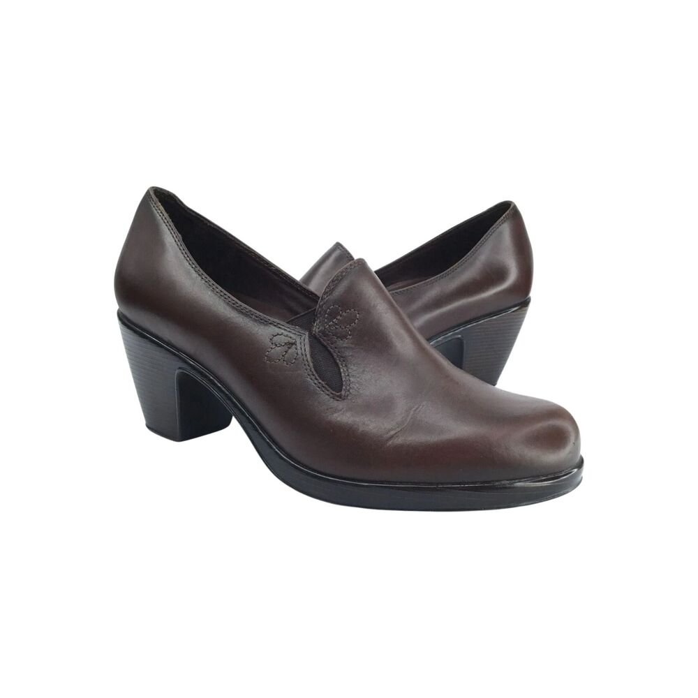 Dansko Beth Clogs Shoes Pumps Womens 42 Floral Detail Comfort Napa Brown Leather